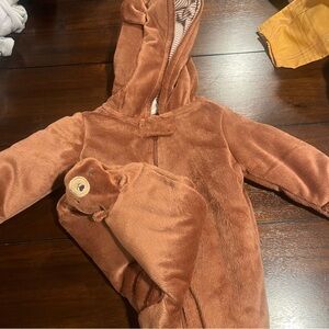 Brown Bear Baby Onesie with Hood carters